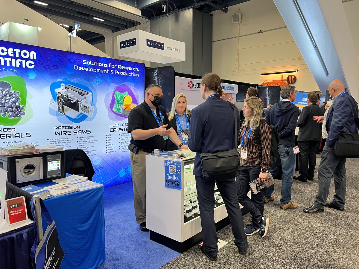 Princeton_Sci's tweet photo. Last day @PhotonicsWest! Stop by Booth 1760 in Hall C to talk to our Inside Technical Sales Rep, Mark Yurasits, and President, Magdalena Banko about #materials #UHV #wiresaw #plasma, and much more! #PhotonicsWest https://t.co/lJbQLbHw3Q