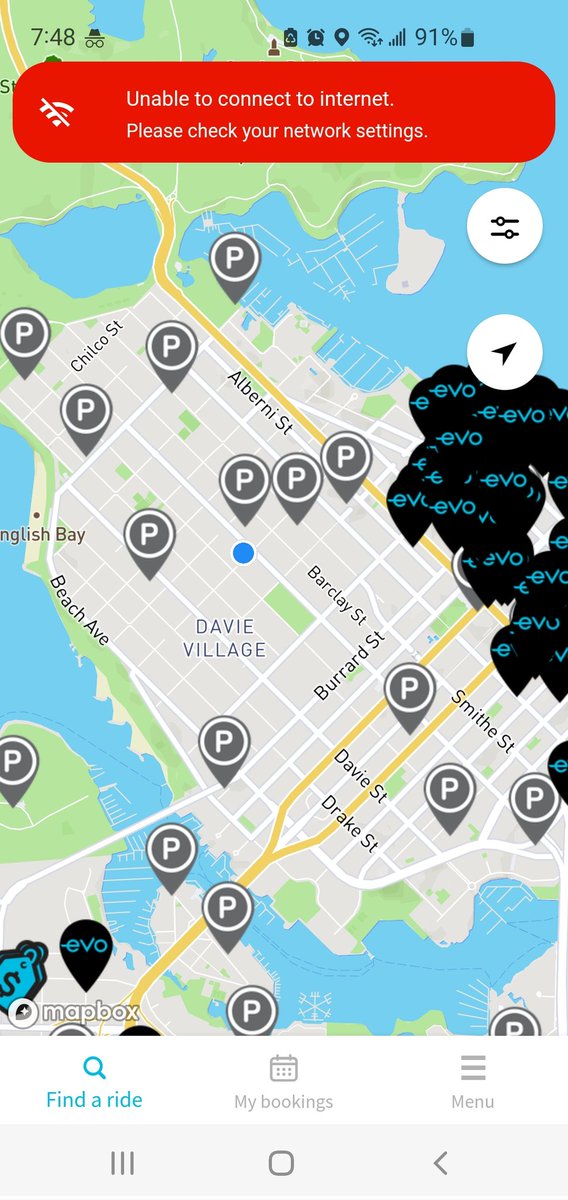josh_e_hardy's tweet photo. @EvoCarShare this is getting worse not better for the West End. We need more cars, not fighting over 1 versus how many are in Coal Harbour. You said you'd balance it before. https://t.co/UiyNlBgoFM