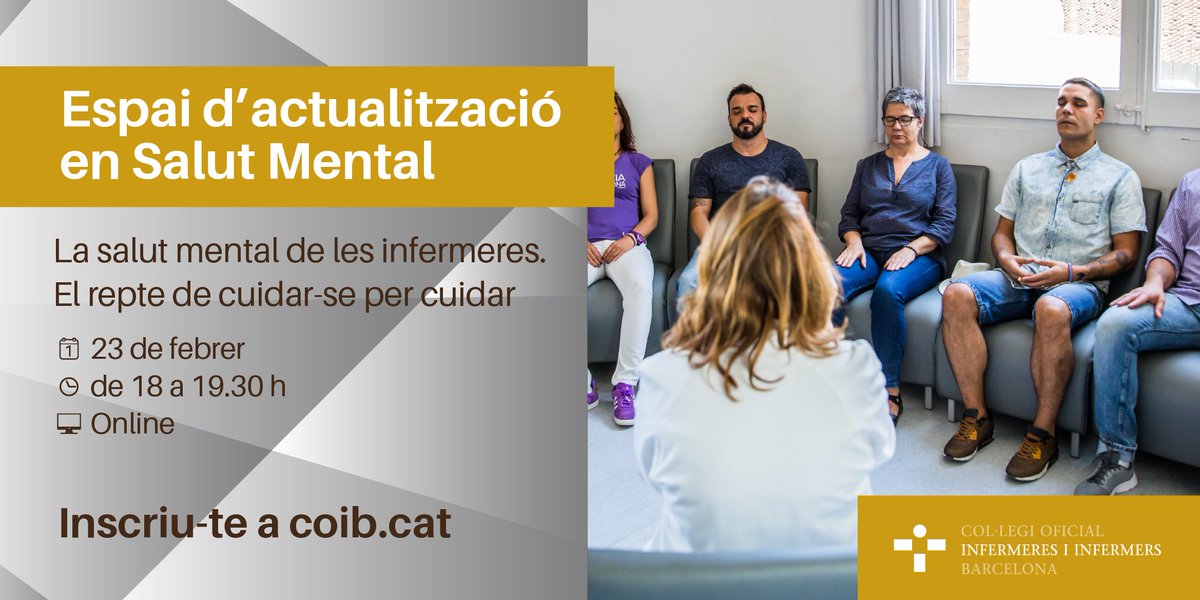 COIBarcelona's tweet photo. 🗨️Toni Calvo, director de la @FundacioGalatea, i Rosa Sánchez, infermera referent del #programaRETORN, plantejaran resultats de recerca sobre la #salutmental de les infermeres i explicaran quines intervencions es realitzen per cuidar la seva salut mental
https://t.co/7H8lJfCAMN https://t.co/Zw2PH93Ito