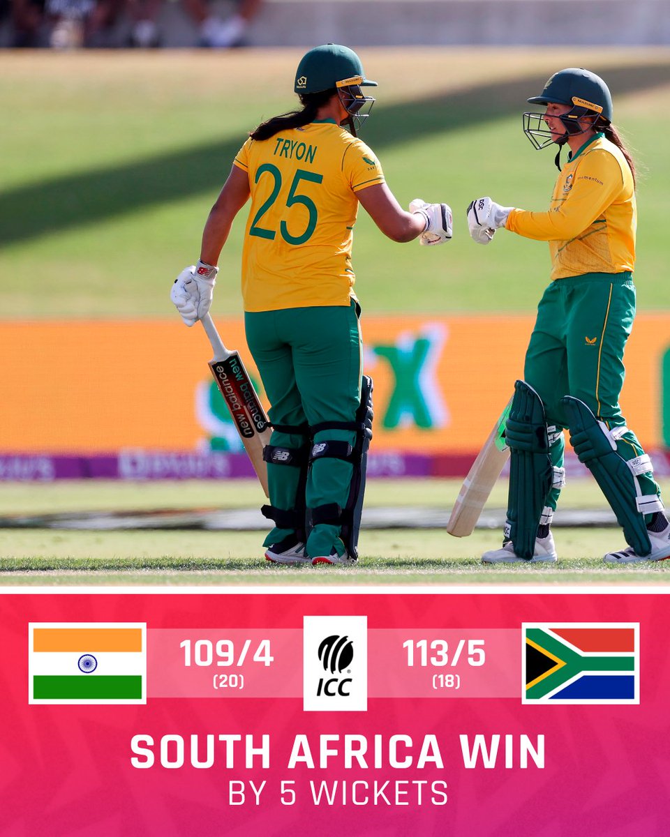 Tri-series champions! 🏆

A brilliant half-century from Chloe Tryon helps South Africa beat India in the final 🙌

#SAvIND | 📝 bit.ly/3wNBMPc