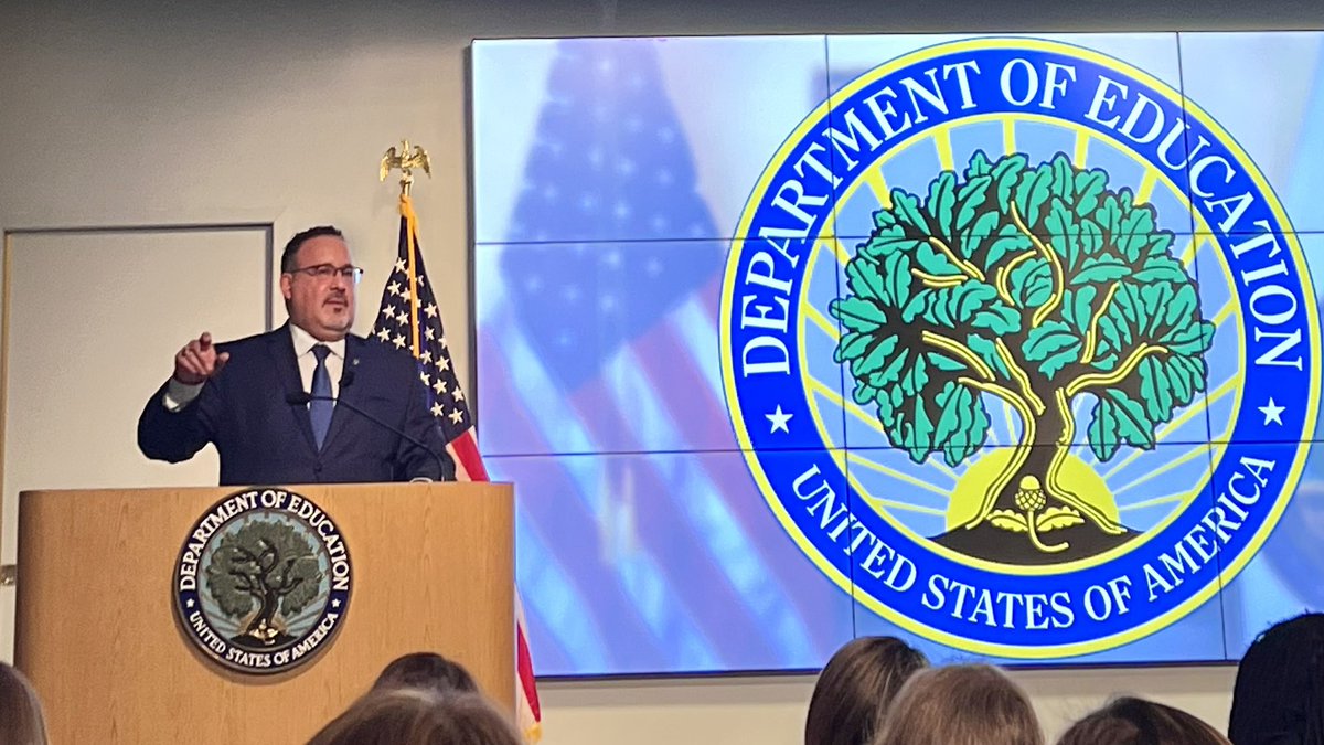 “You truly are superheroes. You protect lives. You save lives.” - <a href="/SecCardona/">Secretary Miguel Cardona</a> #SCOY23