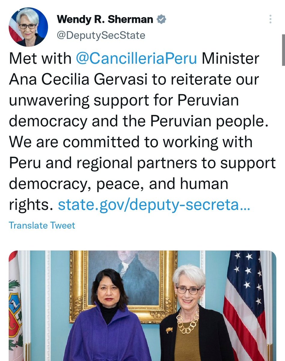 RT @KawsachunNews: The US government states its 'unwavering support' for the dictatorship in Peru. https://t.co/VFsEbLkJFl