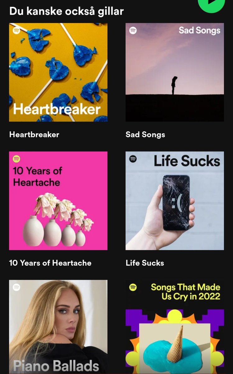 maddoccoli's tweet photo. Spellistorna som Spotify rekommenderar till mig känns ju inte jättebra https://t.co/RZMIbyMjFK