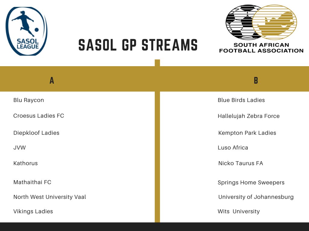SafaGauteng's tweet photo. This is how the streams will be looking for the women’s semi professional league that aims to develop women’s football in the #GautengProvince 

#safagauteng
#HomeOfChampions
#sasoleague2023
@SasolLeague 
⚽️⚽️⚽️ https://t.co/KiTh2DrDzz
