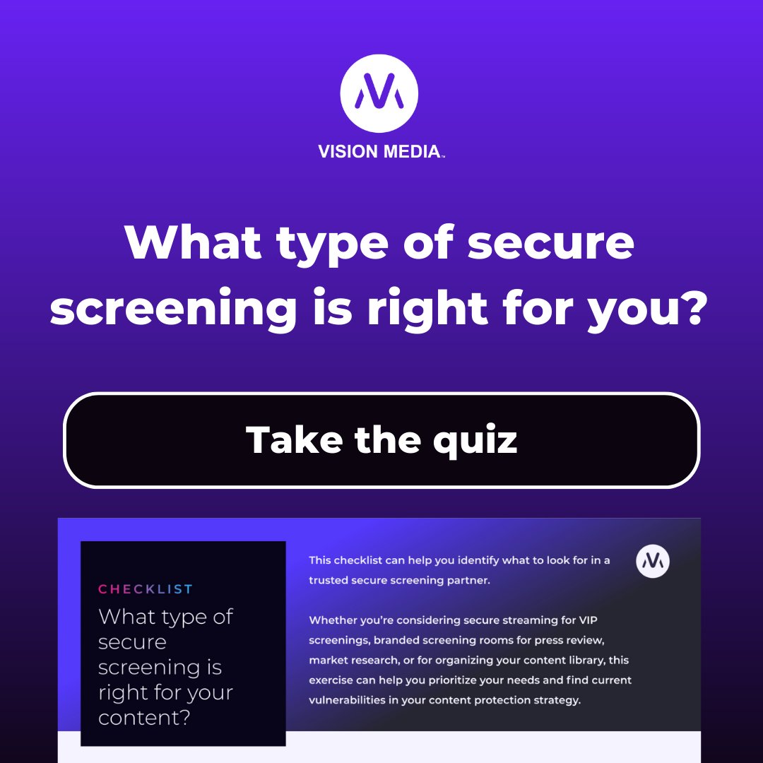 VisionMediaExp's tweet image. As a content owner, studio or distributor, it&apos;s important to know what to look for in a secure screening tool. Take the quiz find out what should be on your list: hubs.la/Q01zwSjX0

#securescreening #contentprotection #security #quiz #entertainment
