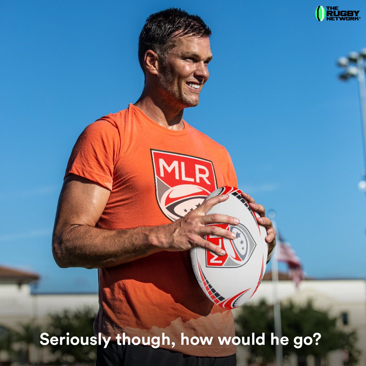 therugbynetwork's tweet photo. 'Wait, you mean I can only pass backwards?' 😳 

@usmlr 🙌 

#Rugby #TomBrady https://t.co/7XhA2MYqQc