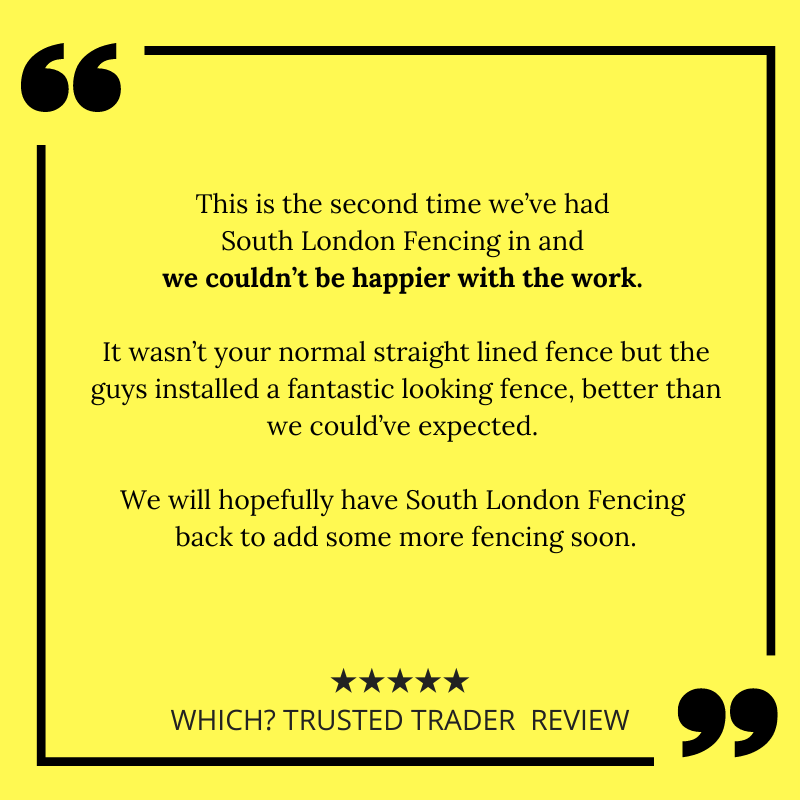 Our latest customer review, left on Which? Trusted Trader. 

Customer Service ⭐⭐⭐⭐⭐
Quality ⭐⭐⭐⭐⭐
Value  ⭐⭐⭐⭐⭐

#customerreview #fivestarreview #whichtrustedtrader #fencing #fencinginstallation  #fencing #fencingteam #fencingcontractor #southlondonfencing
