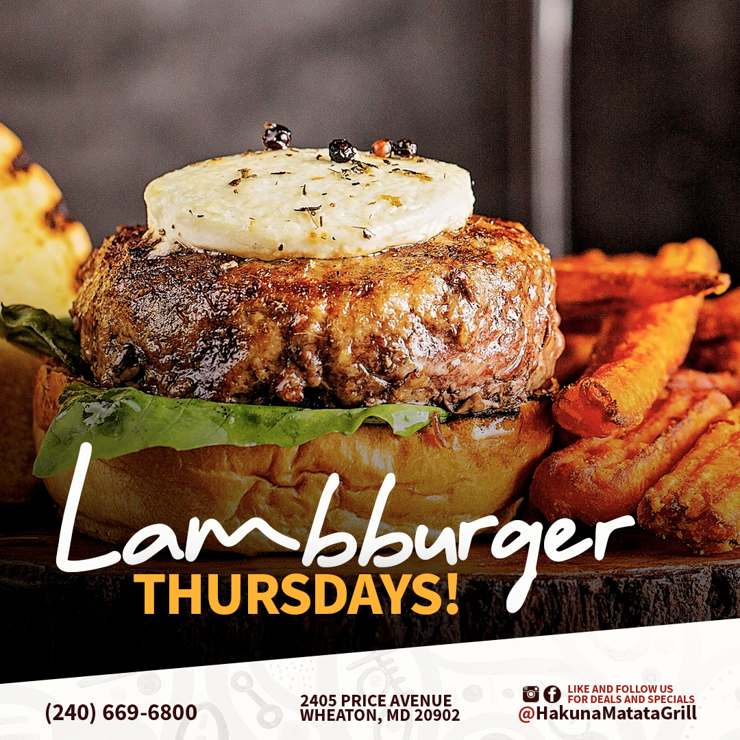 We know Thursdays is one of your favorite days of the week because of our Lamburger special! 😎
.
.
#FineAfricanCuisine #AuthenticEastAfricanFood #AthenticAfricanFood #supportyourlocalrestaurants #eatlocal #eaterdc #moco #mocostrong #wheatonstrong #mdrestaurants