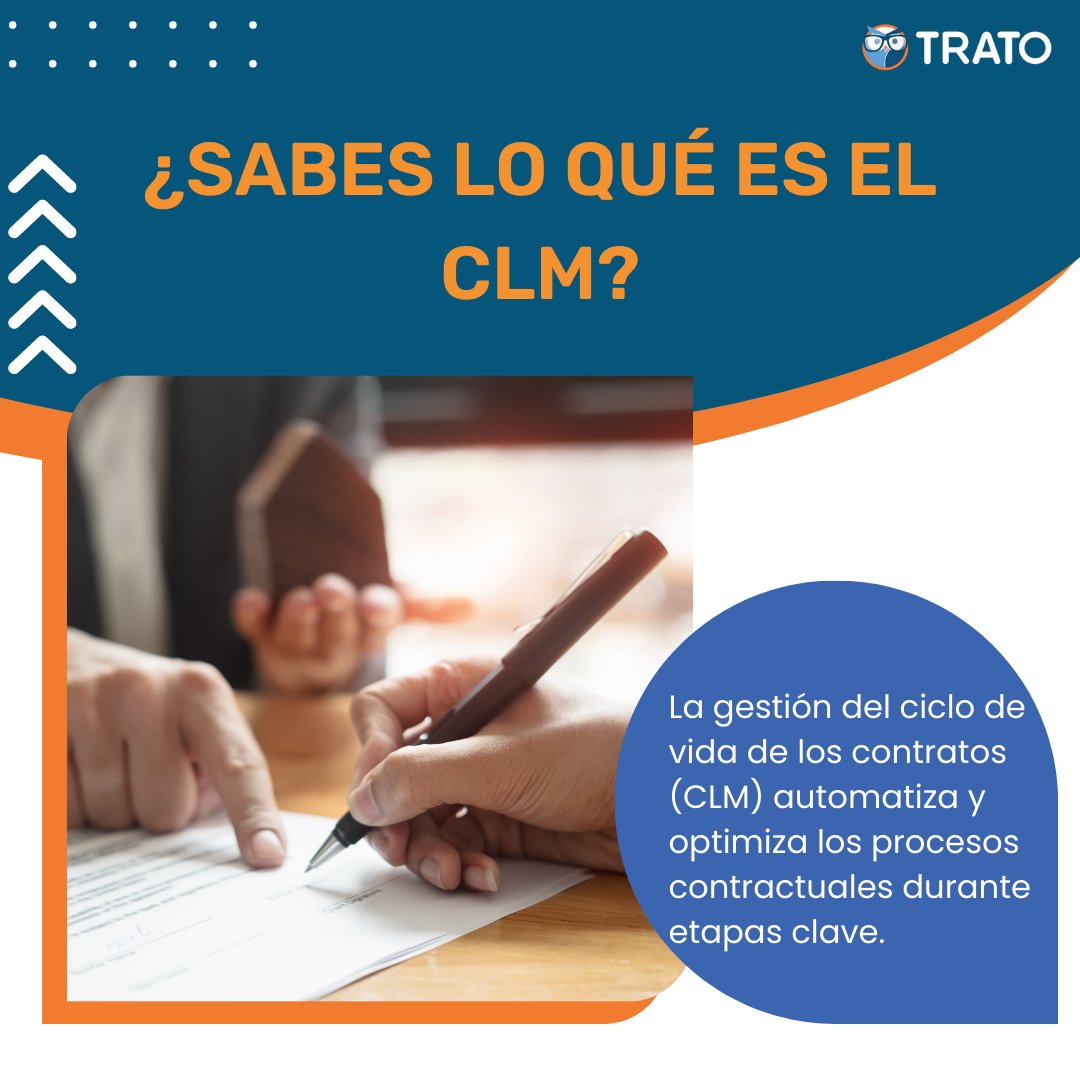 TratoApp's tweet image. ¿Ya sabes lo qué es el CLM? Te compartimos como funciona, sus beneficios y las soluciones que ofrece.
#procesos #soluciones #contratos #legaltech