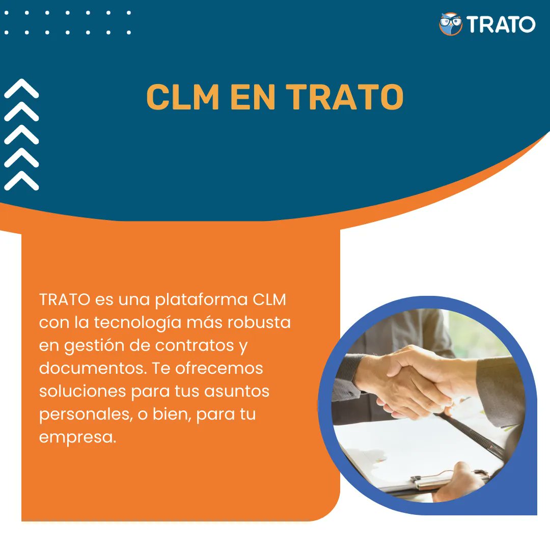 TratoApp's tweet image. ¿Ya sabes lo qué es el CLM? Te compartimos como funciona, sus beneficios y las soluciones que ofrece.
#procesos #soluciones #contratos #legaltech
