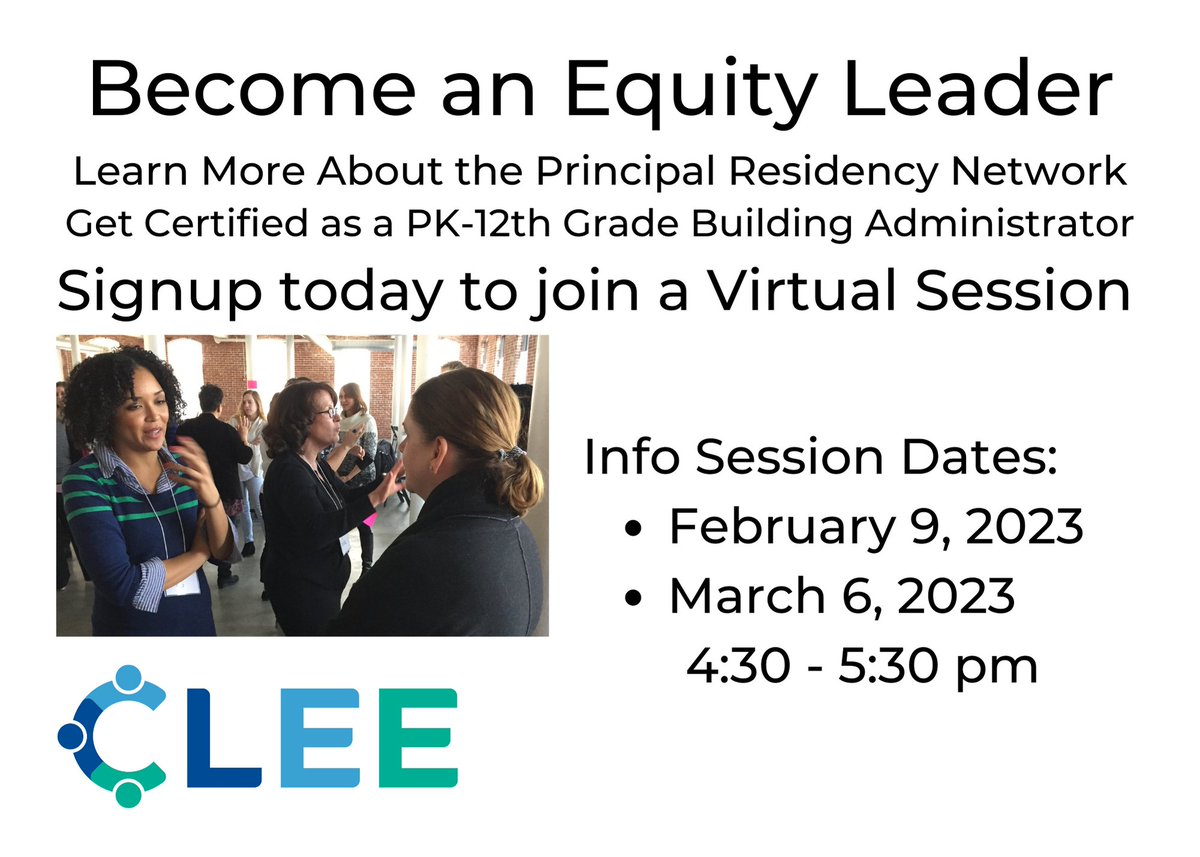 LeadforEquity's tweet photo. Invest in yourself! Join us on February 9 to learn more about the Principal Residency Network and choose a pathway to become a school leader for innovation and equity.

https://t.co/EERW7QftKw https://t.co/TkKD9t4FTj