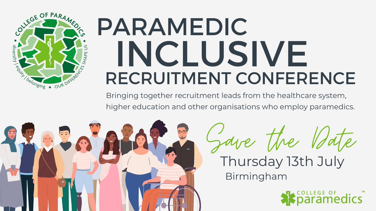 📅 Thursday 13th July - save the date!

Together we can rethink how we make the #ParamedicProfession one that attracts, retains & develops people from minoritised communities.

#ParamedicInclusiveRecruitment
#InclusiveRecruitment #DiversityEquityBelonging #Paramedic #ParamedicsUK