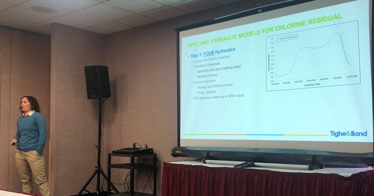 tighebond's tweet image. During today's Maine Water Utilities Association conference, Heather Doolittle covered using water quality models to address low chlorine residual in distribution systems. ow.ly/UWXw50MHVZq #MWUA #maine #tradeshow #conference #water #engineering #technology