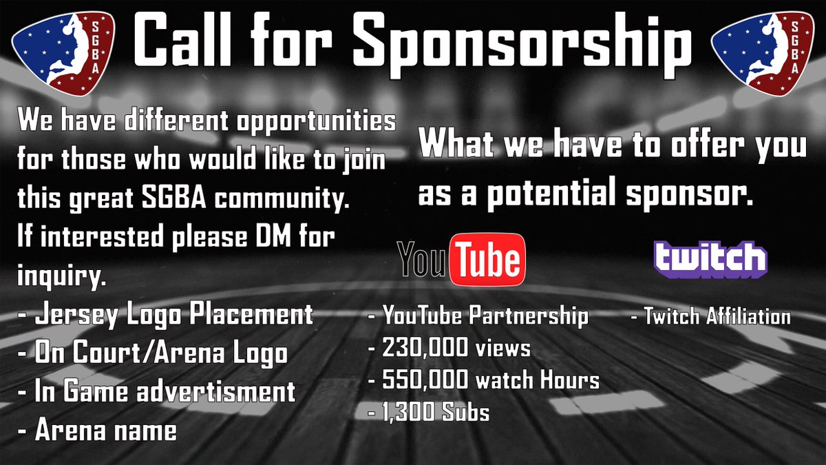 🚨CALL FOR SPONSORSHIP🚨
We are looking for Sponsors to help this great SGBA community grow. We have many different ways you, as a sponsor, could show your support. If interested, please DM me.  <a href="/iNetworkSports/">iNetwork</a> <a href="/iNetworkEsports/">iNetwork eSports Team</a> <a href="/college_esports/">CollegiateEsports</a> <a href="/GamerGrowth/">GamerGrowth</a> <a href="/SupportingStre3/">Network GG</a>