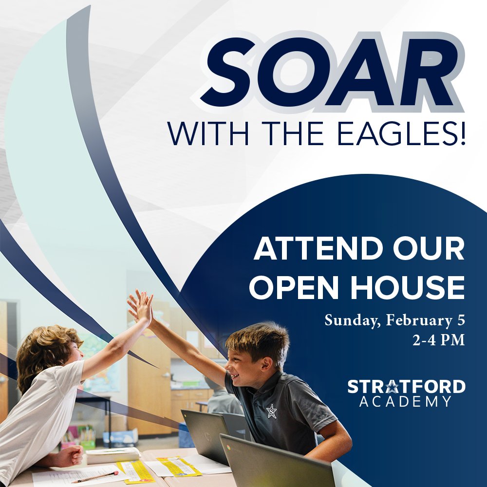 stratfordeagles's tweet photo. Want to learn more about Stratford? Join us for our Admissions Open House from 2-4 PM this Sunday. #togetherwesoar #stratfordacademy https://t.co/JrFMjaTKk5
