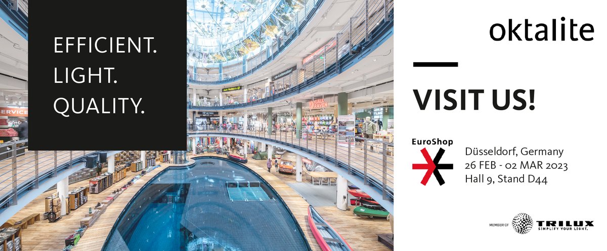 Don’t miss: From 26. February to 02. March, 2023 the <a href="/EuroShop/">EuroShop</a> takes place in #Düsseldorf, the big international fair for technologies and trends in retail. And of course we will be there for you! ow.ly/Z1JL50MI08Y #EnergyEfficiency #LightingQuality #Smartness