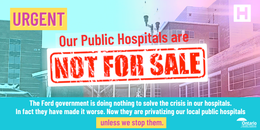 📢Save Our Local Public Hospitals! 

The Ford government is doing nothing to solve the crisis in our hospitals. In fact, they have made it worse. Now they are privatizing our local public hospitals. Unless we stop them.   
Registrations for local town halls listed below 1/10 🧵