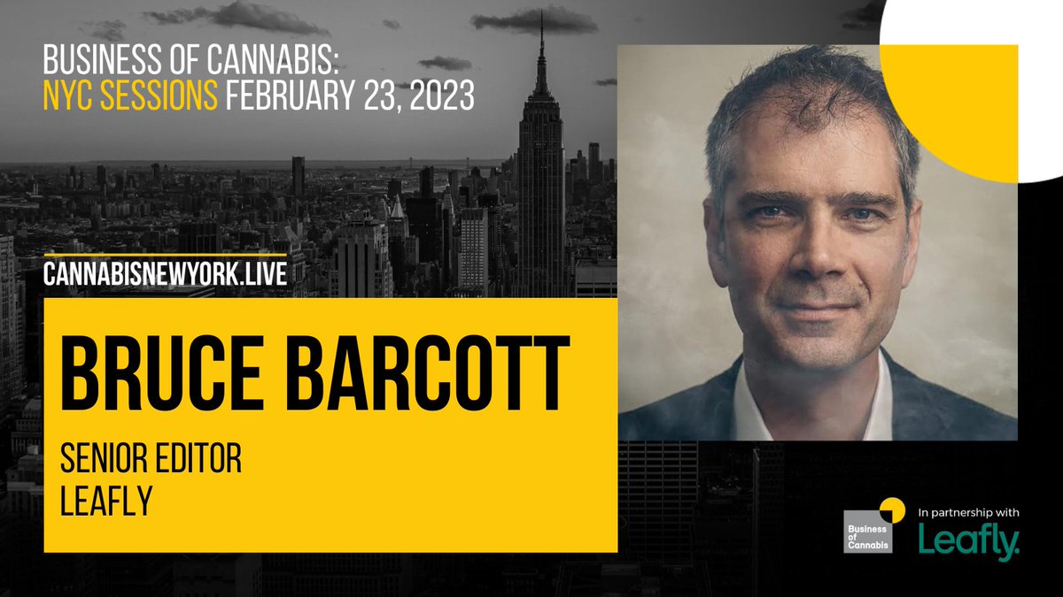 BofC_Global's tweet photo. Senior Editor at @Leafly, @BruceBarcott, will be joining us as a speaker at #NYCSessions on 23 February 🗽 

Bruce oversees news, investigations, and feature projects. He is also a Guggenheim Fellow and an author.

Get your tickets here ➡️ https://t.co/z1izMen6fx https://t.co/Hb5QZv7Alv
