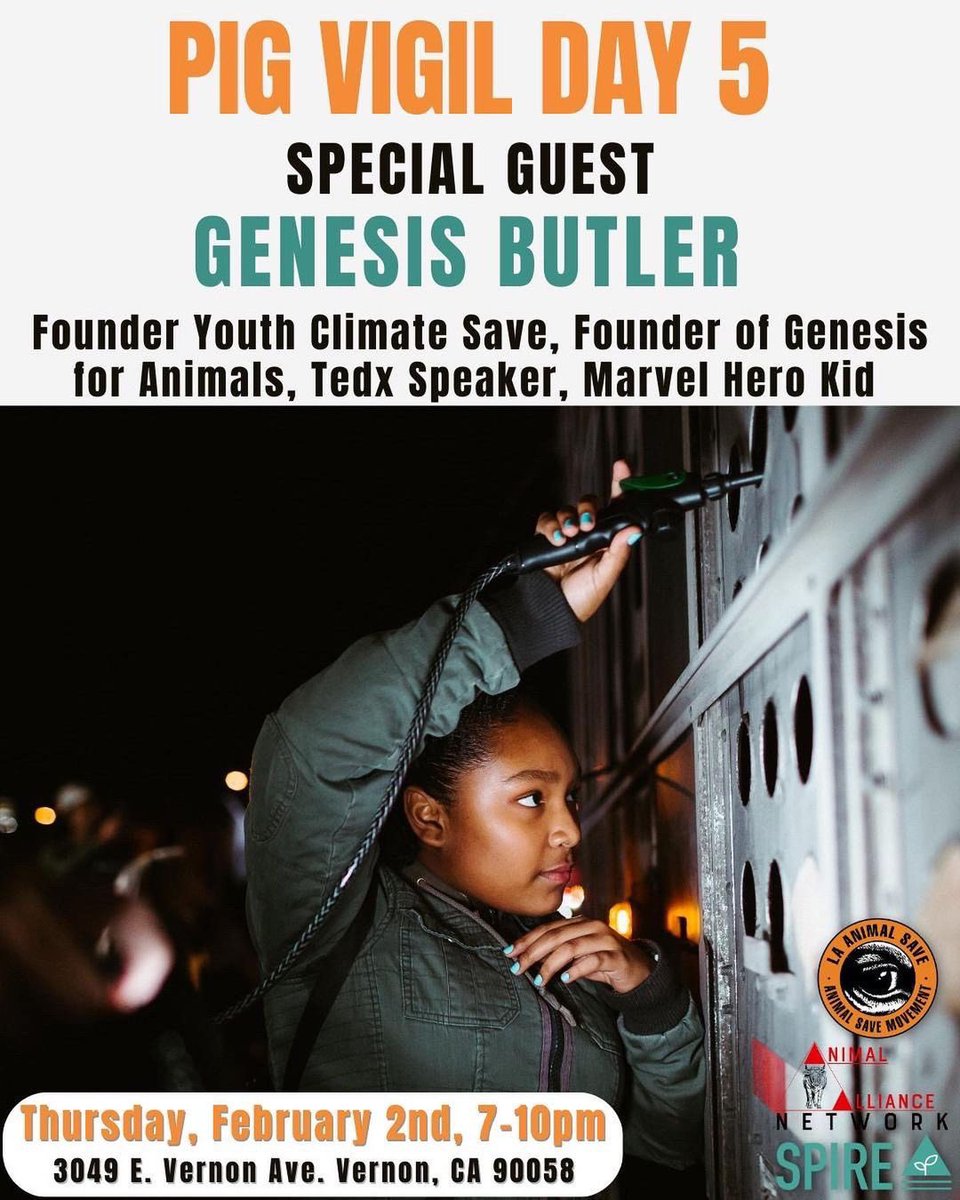 plantbasedamor's tweet photo. Tonight is the final pig vigil ever in Los Angeles at the Farmer John Slaughterhouse. They will be closing there doors for good.
Here are some of the special guests and speakers for tonight. 💚 #vegan https://t.co/CQV3CXTGUf