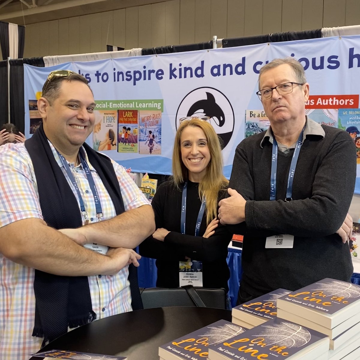 We tried… but @pauljcoccia and I couldn’t quite nail the gangster pose with @EricRWalters this morning @orcabook @ola #OLASC! #StGregoryReads @StGregoryHCDSB @HCDSB