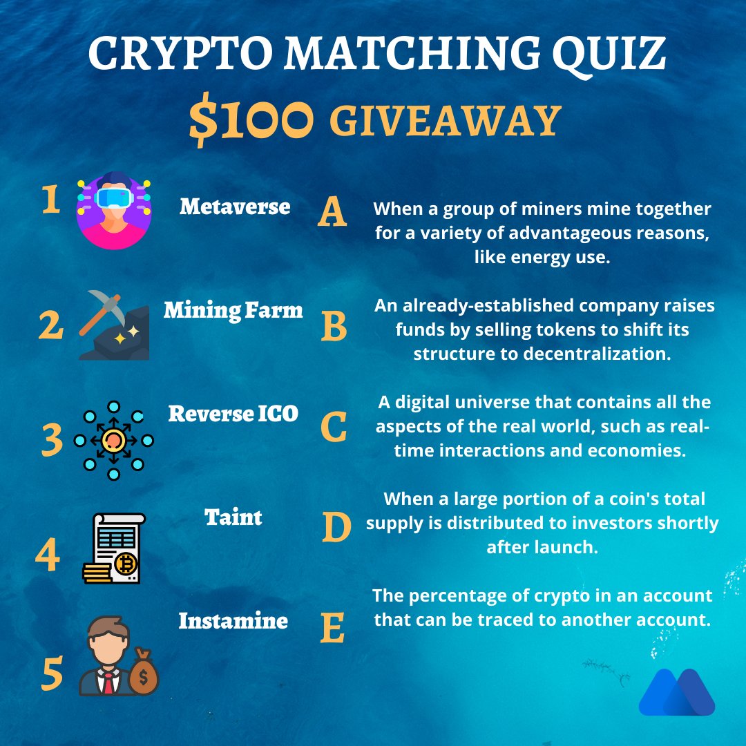 MEXC's tweet photo. 🧐 Match the crypto terms to their definition!

1️⃣ Follow @MEXC_Global,  Like &amp; RT the post
2️⃣ Comment your answer and tag 2 friends

10 winners will be picked to get $10! 🔥

Ends in 48hrs. Good luck!

#MEXCGlobal #Cryototerms #findnextmoonshot https://t.co/hDZ0GEUOJy