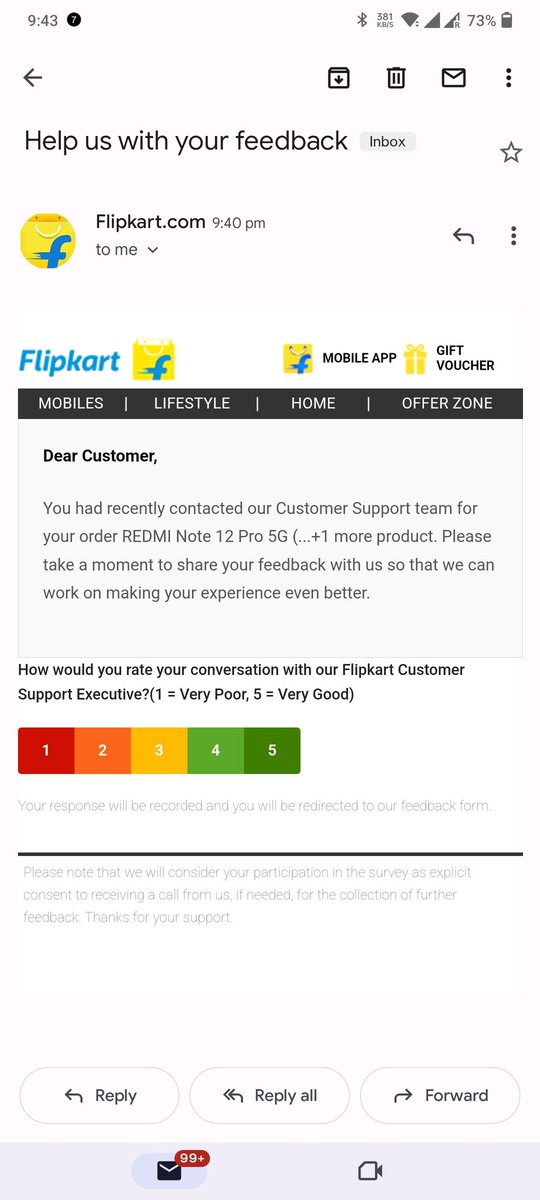 Wingsographer's tweet photo. Without a call, i am getting feedback mail! 
Wah re Flipkart https://t.co/Mup19CCN6O