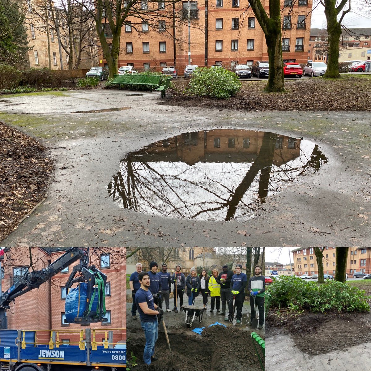 Huge thanks to the brilliant volunteers #JPMorganChase @jpmorgan @Chase who joined us at Cherry Park today! Shrubs pruned, paths edged & #RainGarden installed to reduce path flooding!💦🌸 Materials & equipment funded by players of the #NationalLottery #TogetherForOurPlanet fund🌍