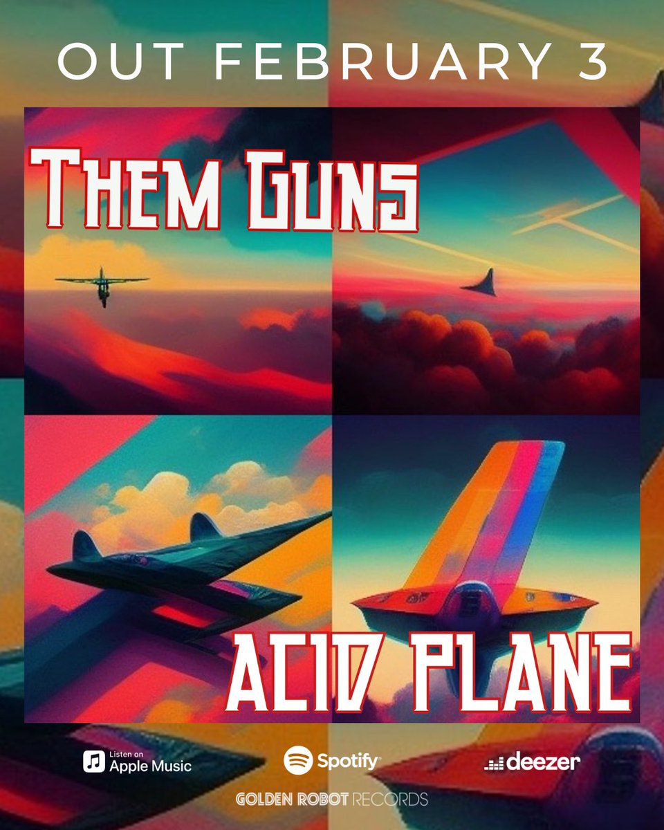 The plane is landing! ✈️ Less than 24 HOURS until our newest single 'Acid Plane' drops. Pre-save now and be the first to listen: bfan.link/them-guns-acid…