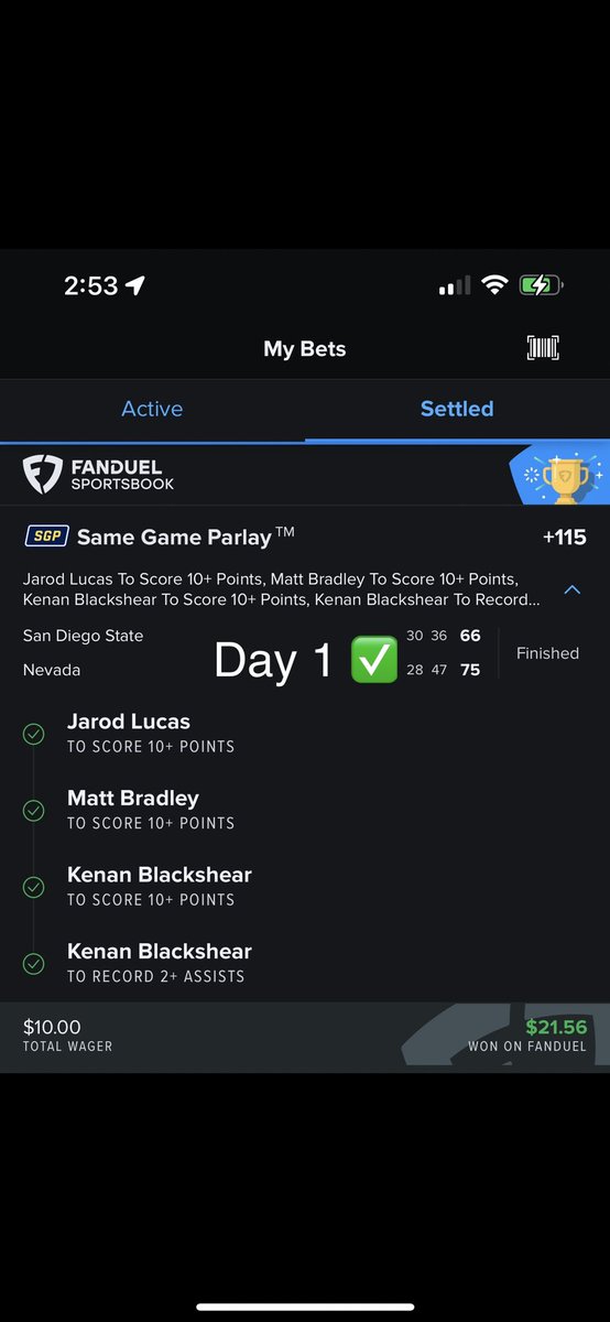 LadderPicks's tweet image. Day 1 and 2 complete day 3 will be posited after noon today! #LadderChallenge #DailySports #FanDuel