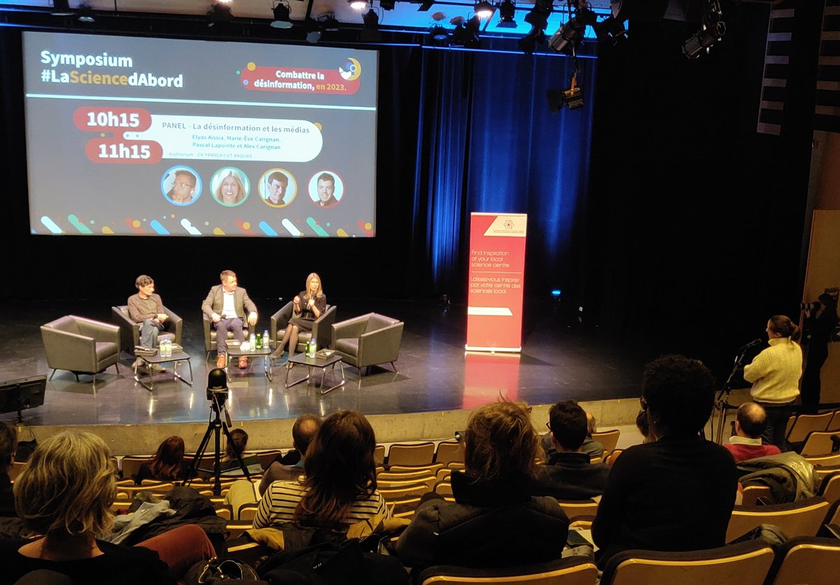 Panel "La désinformation et les médias" au Symposium <a href="/LaScienceDAbord/">LaSciencedAbord</a>.

Combattre la désinformation - un défi de taille. La méconnaissance du processus scientifique y est pour beaucoup.

Pistes - apprendre la différence entre opinions et faits et entre mauvaises et bonnes données