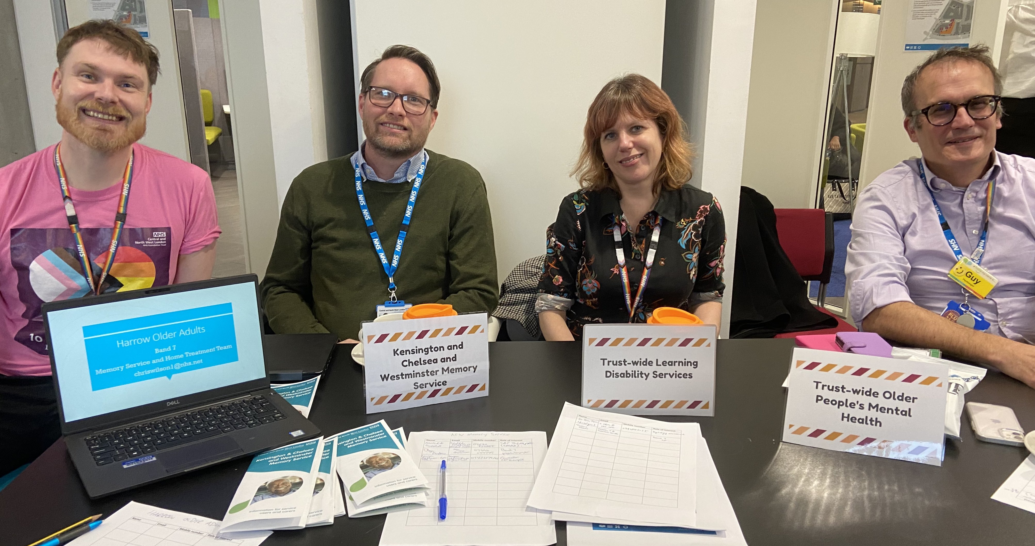 Luke O'Connor (Westminster OPHA Memory Service), Dr Chris Wilson (Harrow Psychology), Guy Harman (Hillingdon Psychology Community Health) and Dr Sarah Blainey (Autism Specialist and LD Lead)  