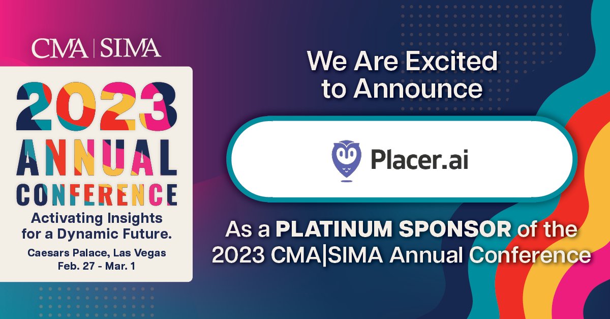 We're so happy to welcome @Placer.ai as a Platinum Sponsor of the 2023 CMA|SIMA Annual Conference! Learn more and lock in your spot today: catman.global/annual-confere…

#CategoryManagement #ShopperInsights #Retail #CPG #OmniChannel #CMACON2023