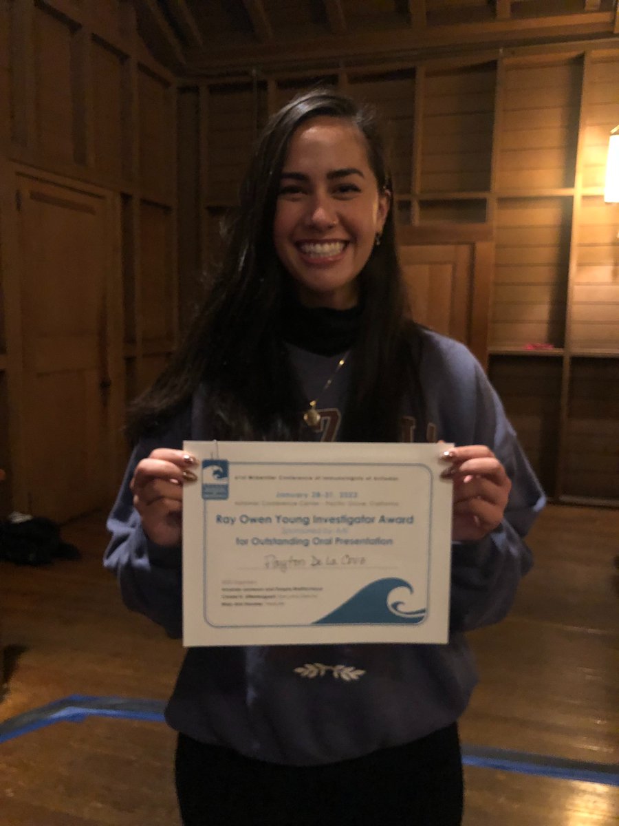 Congratulations to @phd_payton for her Ray Own Young Investigator Award for Outstanding Oral Presentation sponsored by @ImmunologyAAI @Midwinter_Immun @BrownUResearch @BrownUniversity @BrownUCancer @BrownOGPS @BrownMedicine @BrownGradSchool
