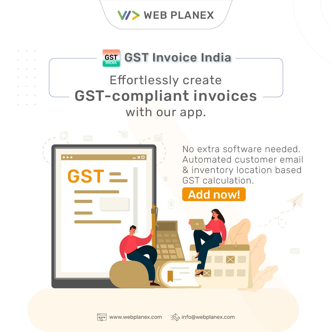 webplanex's tweet image. GST Invoice India is the best free GST Invoice App. It comes with various useful billing and accounting features. Using the app makes business management simpler and faster. 
#GSTInvoiceapp #GST #GSTbillingsoftware #GSTInvoicegenerator #GSTFilling #shopify #Webplanex