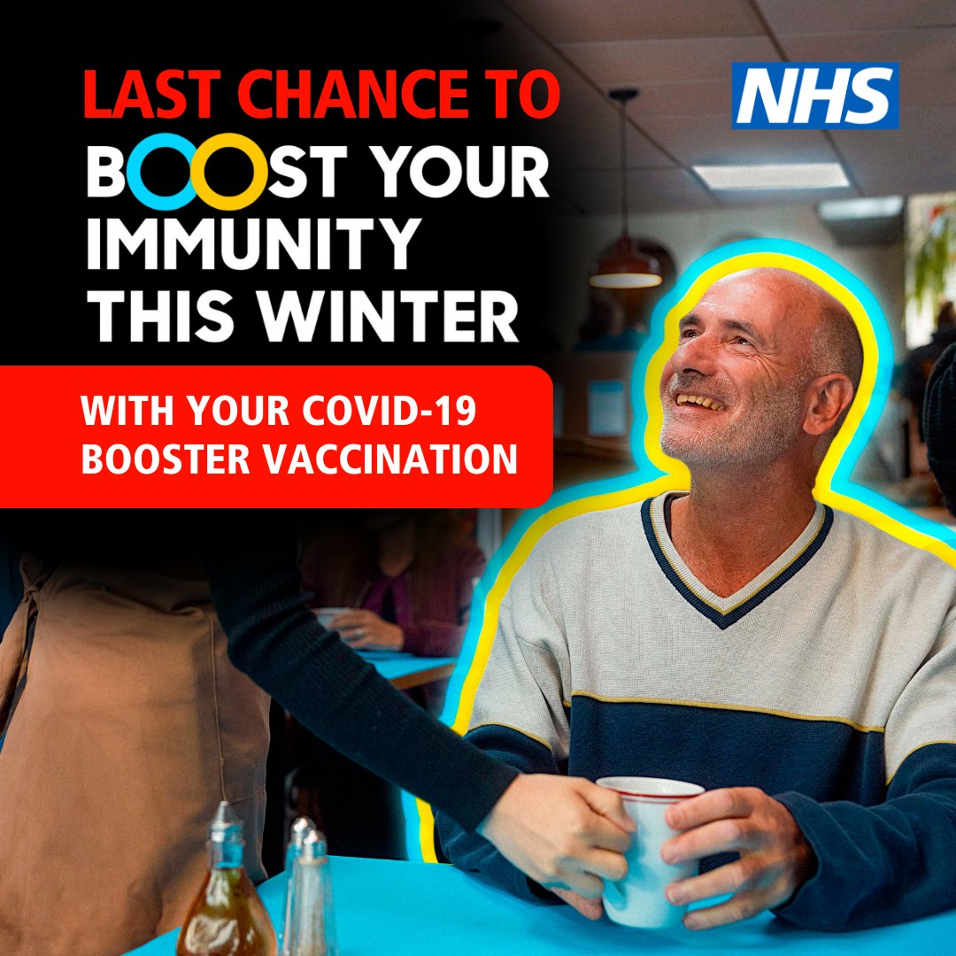 The boosters finish on 12 February so this is your last chance to re-charge your immunity this winter! If you are over 50, have a long-term health condition, are pregnant or work in health and social care. Find your nearest walk-in vaccination clinic: ow.ly/eMBK50MI47z