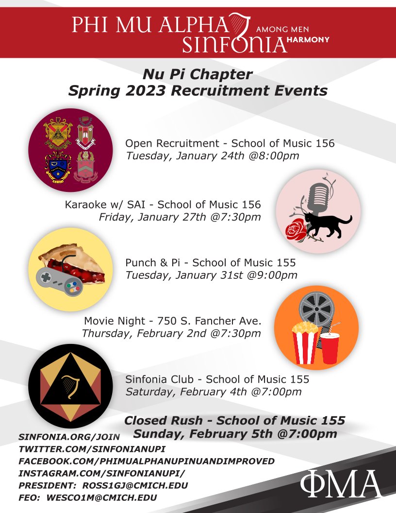 Do you like movies? 
Come to our movie night! 
Bring friends and popcorn!

Aside from the haiku, the brothers of Phi Mu Alpha at Central Michigan will be hosting a movie night at 7:30pm tonight at the address on our events poster. Hope to see you there!