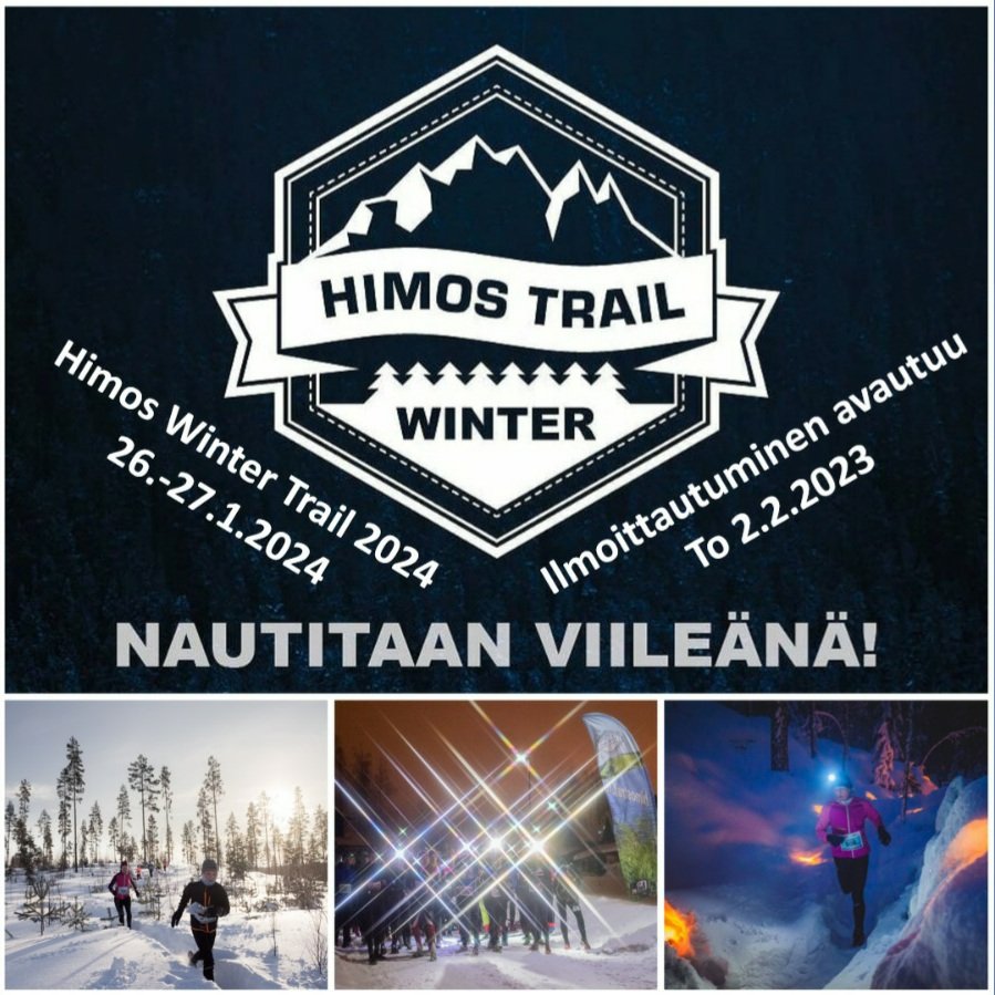 Himos Winter Trail 2024 -ilmoittautuminen avattu!
Varmista paikkasi ensi talven maagisessa lumipolkuelämyksessä Himoksella 26.-27.1.2024!
winter.himostrail.fi/ilmoittautumin…
#himoswintertrail #himostrail #trailrunningfinland #trailrunning #polkujuoksu #himoslomat #himosjämsä #himos
