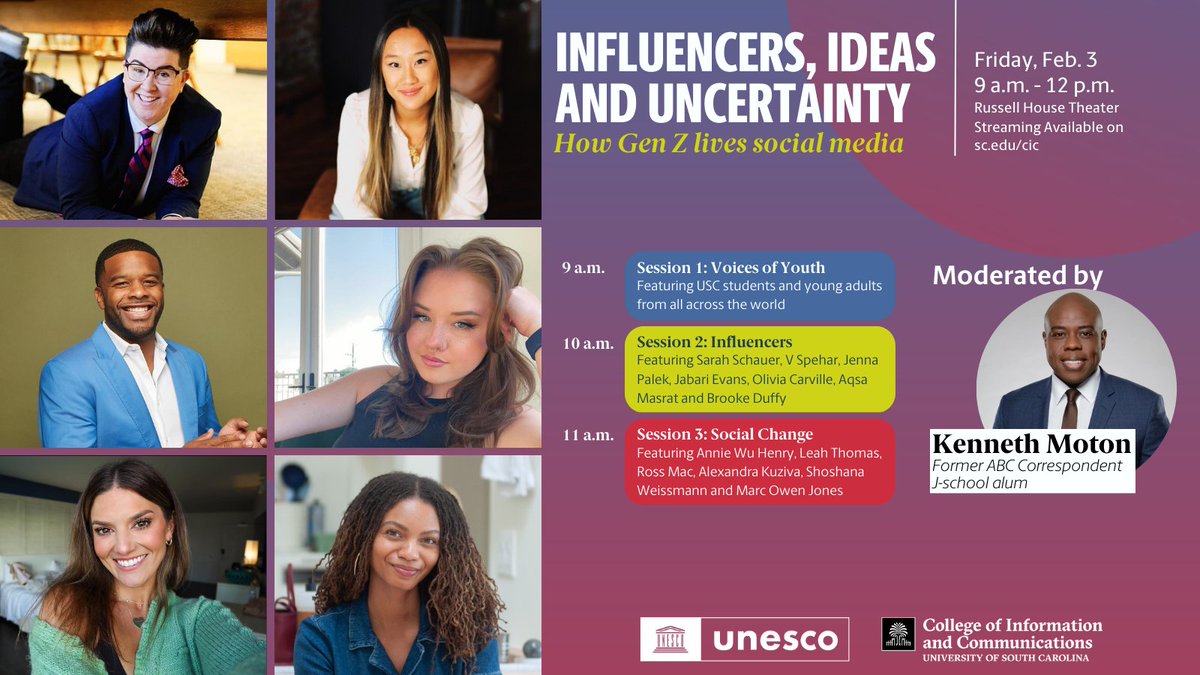 Who's ready to see this impressive lineup tomorrow? Join us in person at the Russell House Theater or watch the livestream from wherever you are at sc.edu/cic! See ya'll soon 🎉