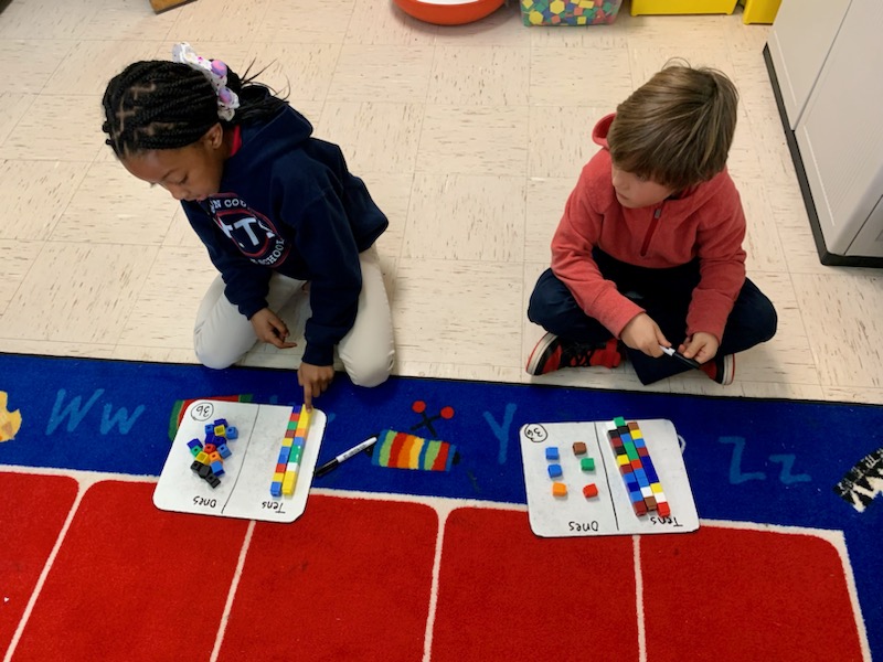 IC_Kirkpatrick's tweet photo. @MrsJTukes @waltonashleigh1 Mrs. Walton's 1st graders are  justifying how they represented their number differently than their partners.  Can they both be correct? #SMP3 #ncssbethebest #ncts https://t.co/tFIcMZzGgs