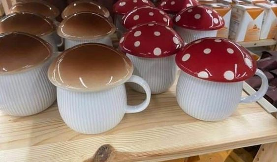 lavieestbelIe's tweet photo. Mushroom mugs https://t.co/1CnPVXHtPJ