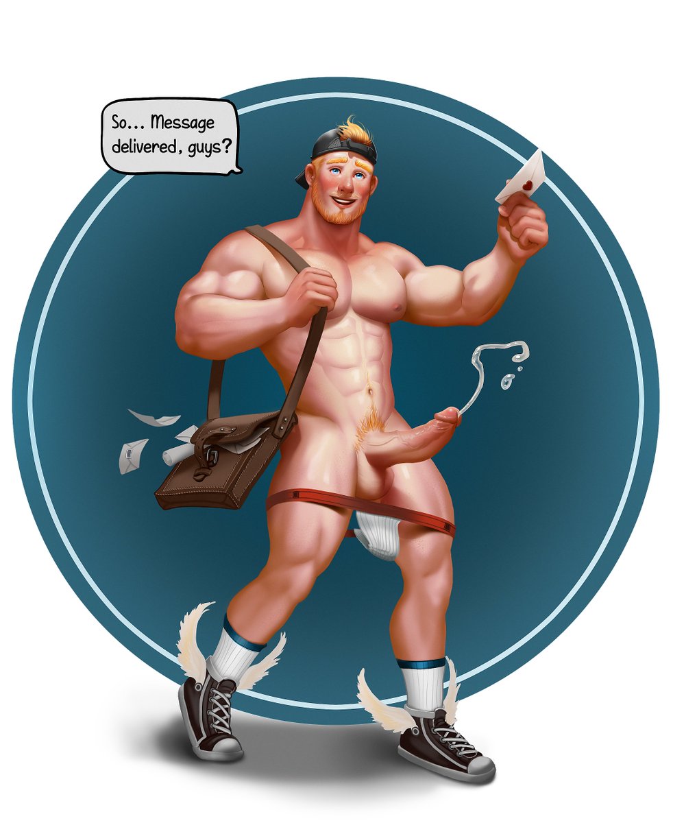 Hello everyone! Here's a commission done for the lovely <a href="/gio_bucio/">Giovan Bucio</a>! This handsome beefy frat boy came from Olympus to make sure your get your mail on time!