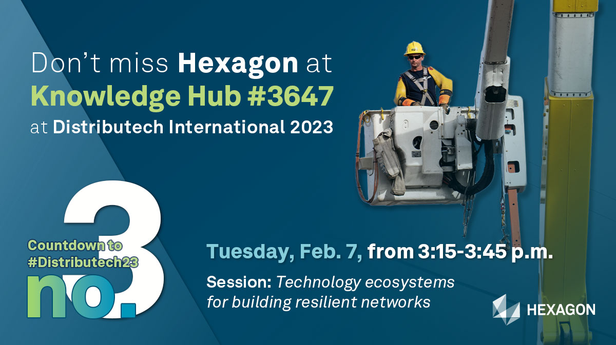 HexagonSIG's tweet image. Reason no. 3 to visit us at #Distributech23: We'll be hosting a Knowledge Hub session, "Technology ecosystems for building resilient networks." Add it to your calendar now! 👉 📆 hxgn.biz/3Xbbn9Q

#networks #utilities #resilience @DISTRIBUTECH