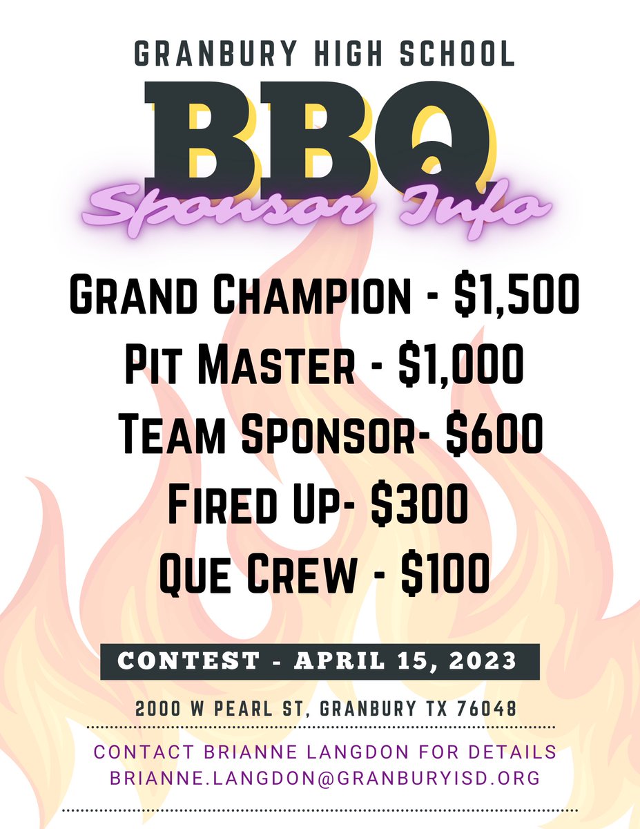 Have you heard about Pirates BBQ Crew?  

GHS has 6 teams practicing &amp; preparing to compete against 20 other teams at the High School BBQ contest at GHS on April 15. 
 
Spring 2023 Sponsorship link in comments. 

#PirateFamily 

photos &amp; graphics courtesy B. Langdon
