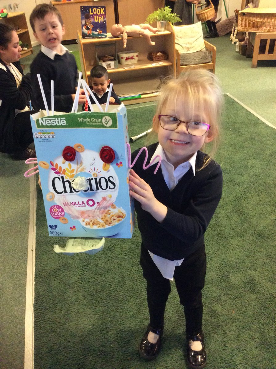 ASALeavers29's tweet photo. Some of the children have been creating some cereal box aliens. #ASADtech https://t.co/eTEYn4FZvb