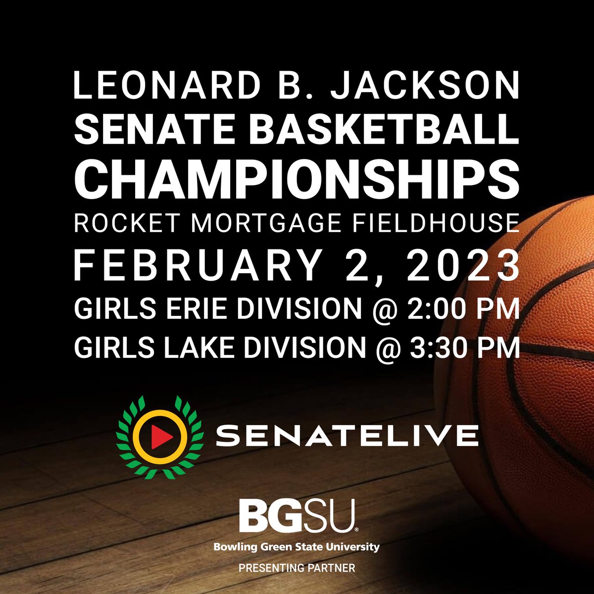 SenateLive's tweet image. Watch The Leonard B. Jackson, Senate Girls Basketball Championship games on Senatelive.com FREE - TODAY Feb 2. Erie Div tip-off @ 2:00PM - Lake Div tip-off @ 3:30PM @CLEMetroSchools @CLESenateSports @DistrictWON @bgsu