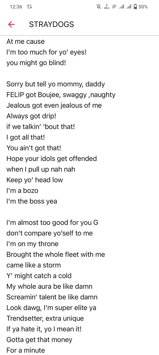 bee🌙 ♞ on Twitter "How did Felip came up with Straydog 's lyrics? That I don't know!!"