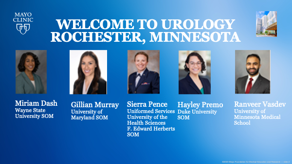 MayoUrology's tweet photo. We are excited to announce the incoming residents joining @MayoClinic #Urology.
Congratulations to Dr. Dash, Dr. Murray, Dr. Pence, Dr. Premo and Dr. Vasdev, who matched at our campus in Rochester, MN.
Welcome to the family! 
@AmerUrological #AUAMatch #UroMatch https://t.co/TJa2EG7zN1