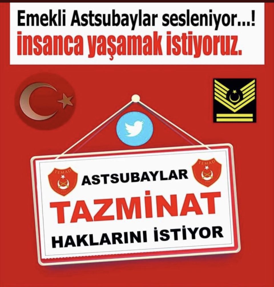 Ozganmustafa38's tweet photo. #SözVerdinizTazminatHakkımız
MSB. Ordunun belkemiği olmazsa olmaz, sorumluluğu en üst düzeyde olan astsubaylar hakkı olan tazminatı istiyor. 
@tcsavunma @RTErdogan @dbdevletbahceli
@kilicdarogluk @meral_aksener @FOXhaber 
@showanahaber @KanalD https://t.co/OY1xj8N85W