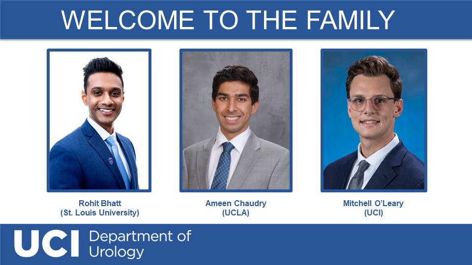 We are beyond thrilled to welcome @RohitBhatt_, Ameen Chaudry and @MitchellLOLeary to the @UCI_Urology family! @davidleegumd @jordanmlj @Heidi_Stephany @ZhinaSadeghi