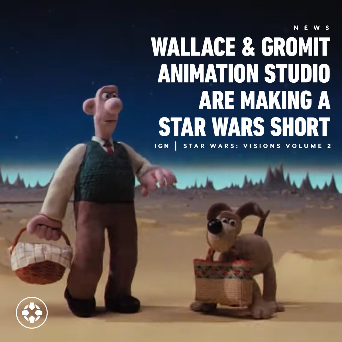IGN's tweet photo. Star Wars: Visions Volume 2 will feature nine animated shorts from nine different studios from across the globe. One of these shorts will be produced by Aardman, best known for the stop motion animated Wallace &amp; Gromit series. https://t.co/6qmNUwvi83 https://t.co/7fp68NrSIq